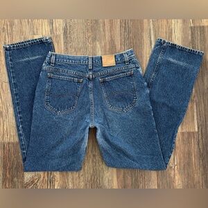 Vintage Lee Jeans Mens 33x33 Straight Faded Blue Denim Dark Wash USA Made